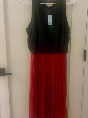 LOFT Black and Red Sleeveless Dress